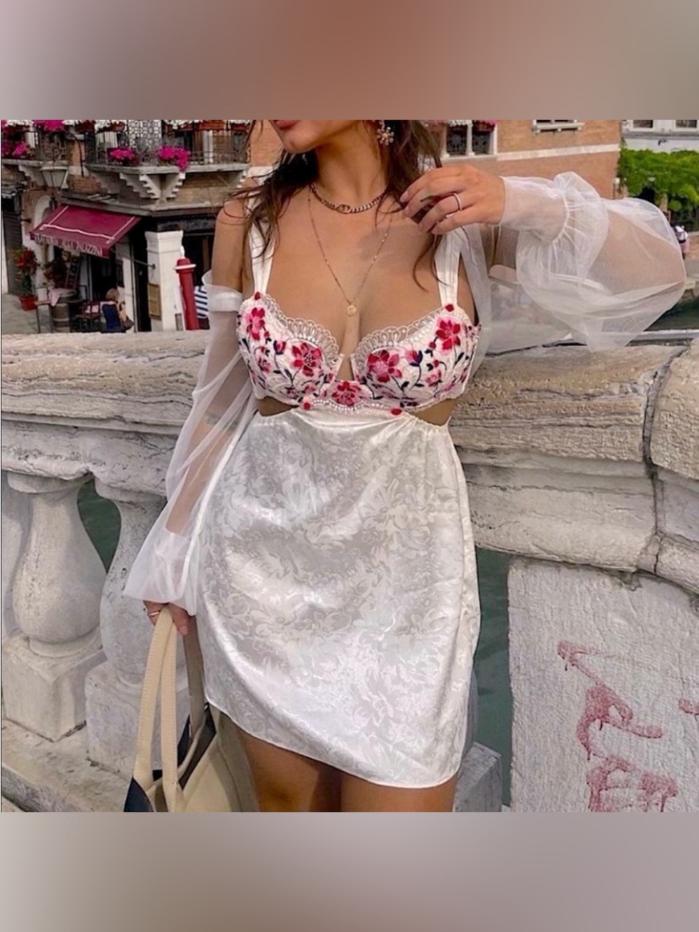 For Love And Lemons Festival Rose Satin Slip Dress Size XS NWT